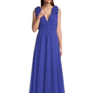 Basix Black Label Shoulder Bow High-slit Gown 